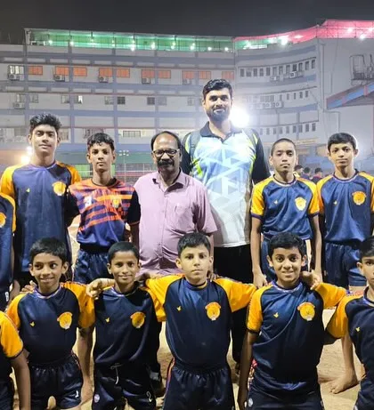 Our Under-14 boys team with their coach, the youngest batch of future stars at Vijay Club.