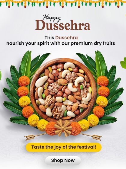 This Dussehra, nourish your spirit with my premium dry fruits. This beautifully decorated bowl of mixed nuts is a great way to taste the joy of the festival.