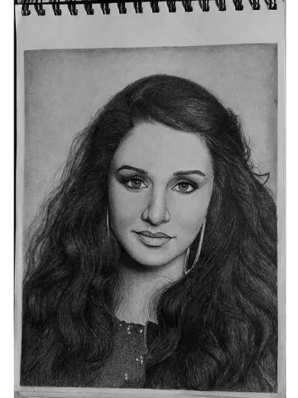 A portrait of Shraddha Kapoor. The end result of a sketch is always beautiful, even if the beginning looks messy. It's a process of trusting the mehnat.
