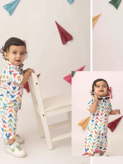 A fun collage showing off the cool attitude of this little pilot-in-training.