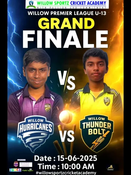 The grand finale of our Willow Premier League U-13. This match-up poster builds excitement and gives our players a professional tournament experience.