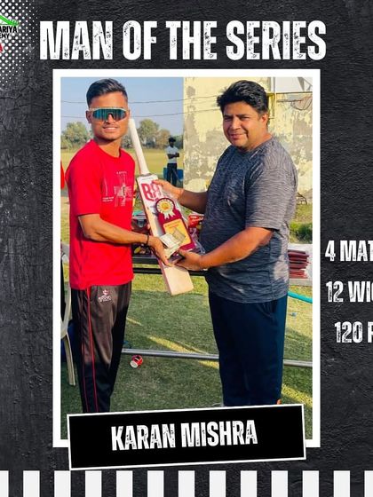 Karan Mishra was the Man of the Series for his all-round contribution of 120 runs and 12 wickets.