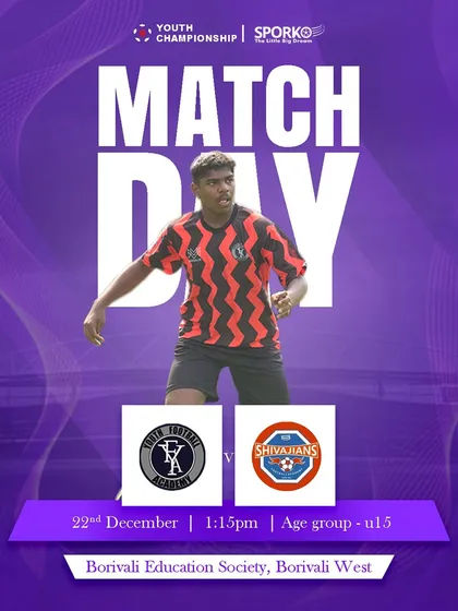 Announcing our U15 match in the Youth Championship against the Shivajians at Borivali Education Society.