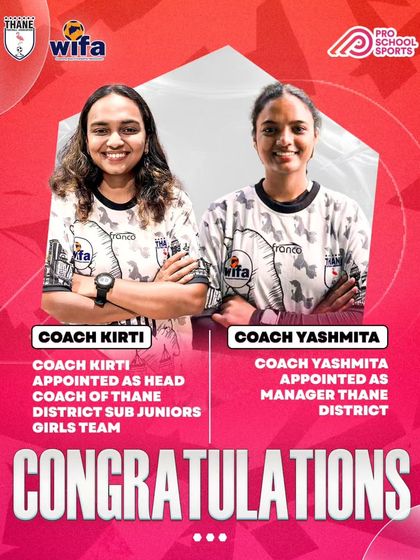 A proud moment for our academy as Coach Kirti is appointed Head Coach and Coach Yashmita is appointed Manager of the Thane District Sub-Junior Girls Team.