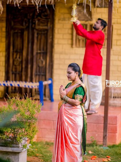 A traditional-themed maternity shoot, capturing a serene moment of prayer and anticipation in a rustic setting.
