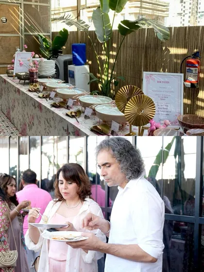 Guests enjoying the live station and buffet at Aaliyah & Shane's engagement party, a testament to our seamless service.
