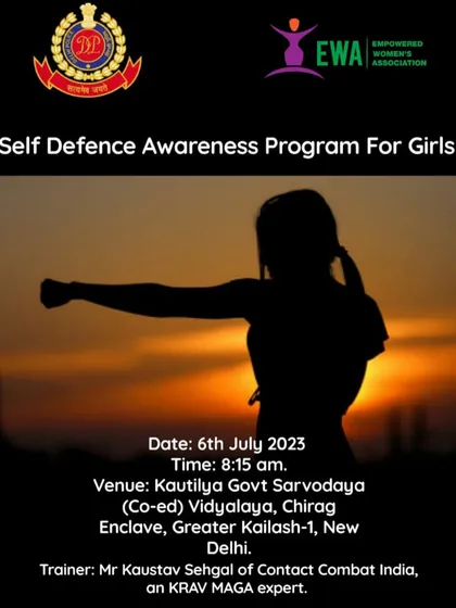 I was proud to partner with the Delhi Police and Empowered Women's Association to conduct a self-defense awareness program for girls at Kautilya Govt Sarvodaya Vidyalaya.