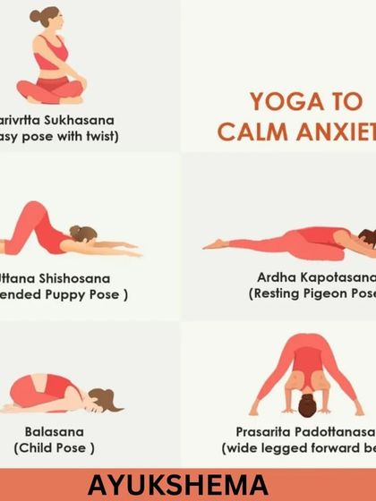 Feeling anxious? Try these calming yoga poses, including Balasana (Child's Pose) and Uttana Shishosana (Extended Puppy Pose), to soothe your nervous system.