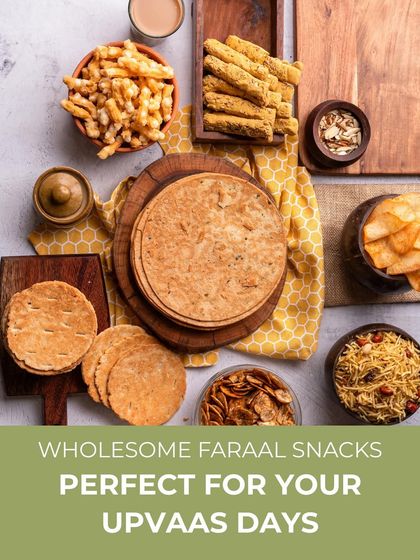 A beautiful flat-lay of my wholesome Faraal snacks. This spread is perfect for your upvaas days, offering a variety of delicious and compliant options.