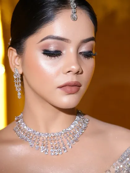 Eyes closed, showcasing the smooth eyeshadow blending. This is a key technique for any professional MUA.