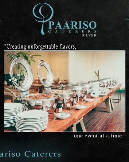 A full view of a rustic-themed buffet on a wooden table. This setup is perfect for creating a warm and inviting atmosphere, showcasing our ability to adapt to different event themes.
