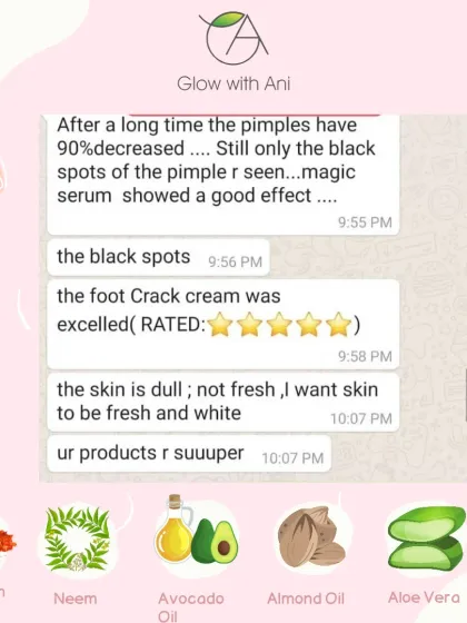 This review made my day! It's amazing to see how my Magic Serum helped reduce pimples by 90% and how the Foot Crack cream worked so well. Your feedback means everything.