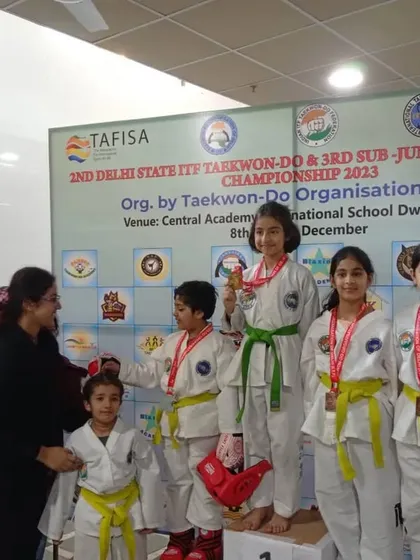 Our young female athletes sweeping the podium at the Delhi State Championship.
