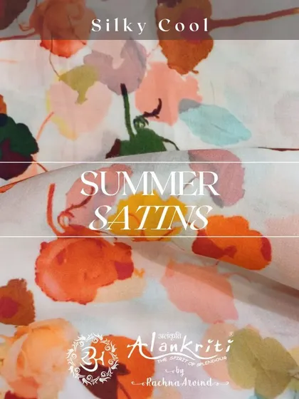 This light and airy summer satin with an abstract leaf print is perfect for keeping you cool and stylish.