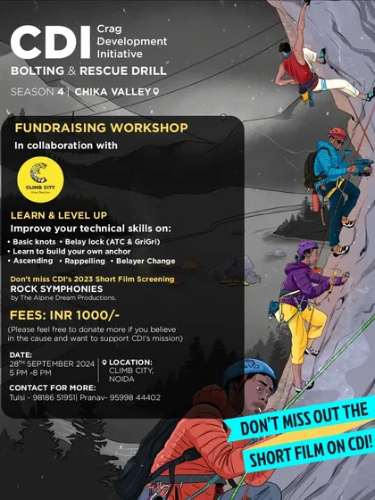 We believe in building a strong, skilled climbing community. This poster highlights one of our technical workshops designed to level up your rope skills, from basic knots to rescue drills. These sessions, often held to support our crag development initiatives, are the perfect way to prepare for the real rock challenges you will face with us in the mountains.