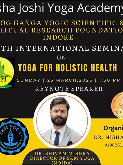 A poster announcing my role as the keynote speaker for the International Seminar on Yoga for Holistic Health. Sharing the stage with other experts is always an enriching experience.