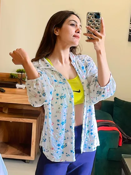 A casual selfie at home. Fitness is a lifestyle, not just something you do at the gym.