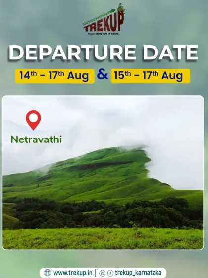 The misty green slopes of Netravathi, featured as one of our upcoming treks. We have departures scheduled for the long weekend.