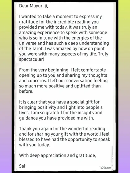 This client felt an immediate sense of comfort and left our conversation feeling positive and uplifted, amazed by the on-point accuracy of the reading.