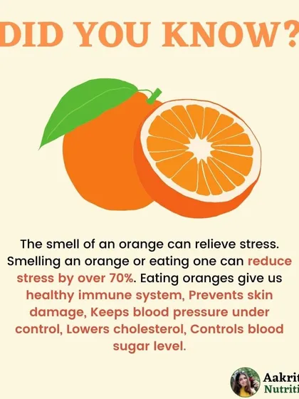 Did you know that even the smell of an orange can help relieve stress? Eating oranges can reduce stress by over 70% while also boosting your immune system and helping to control blood pressure.