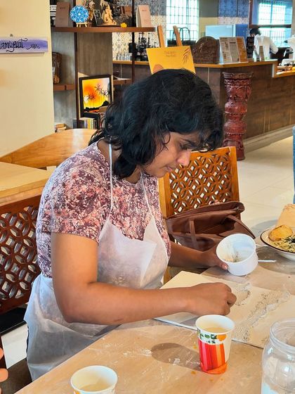 Lost in the process of creation. It's wonderful to see our guests so engaged and focused during our art workshops.