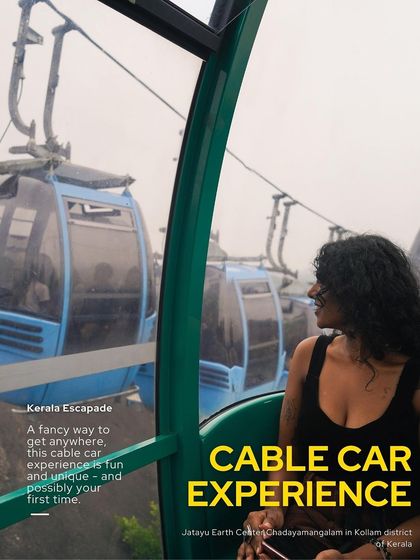 The unique cable car experience at Jatayu Earth's Center in Kerala. My trips include fun and unique activities that offer a different perspective on the destination.