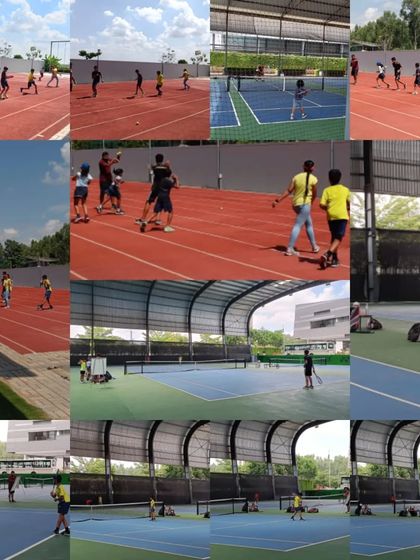 A collage showcasing the energy and variety of our summer camp activities. From on-court drills to off-court conditioning, we provide a comprehensive training experience.