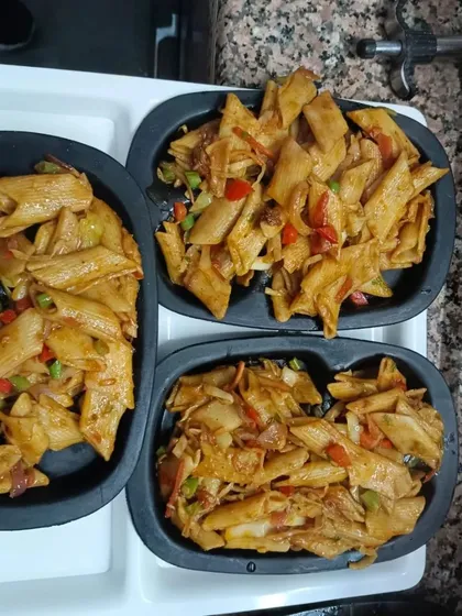 My Italian-style Penne pasta is a customer favorite for a reason. Each order is freshly prepared, tossed with colorful bell peppers and onions in a savory sauce, and packed hot for delivery.