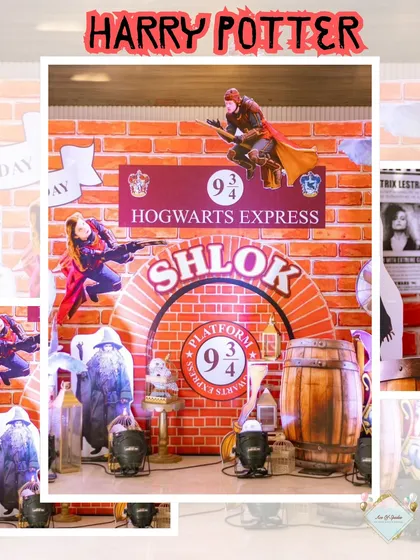 Welcome to the Hogwarts Express! For this Harry Potter themed birthday, I recreated the iconic Platform 9¾, complete with a brick wall backdrop and character cutouts. My focus is on creating immersive decor that transports guests into their favorite stories.