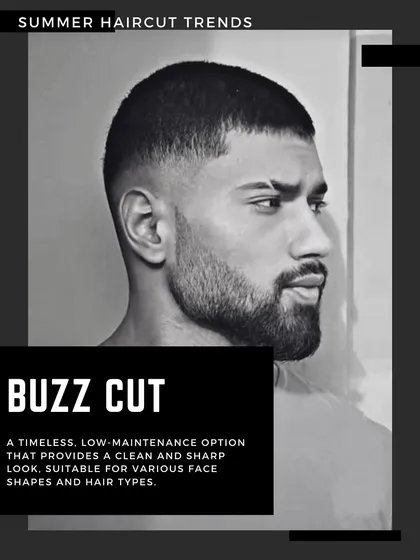 The Buzz Cut is the ultimate low-maintenance, high-impact style. It's a timeless and sharp look that provides a clean slate, suitable for various face shapes and hair types.