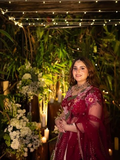 A profile of elegance. This image highlights the soft contouring and the gentle shimmer on the eyes, creating a look that is both modern and classic.