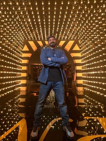 A cool shot of me in a tunnel of lights, ready for a big bad Bollywood bash at Badmaash.