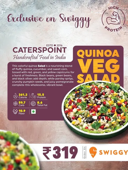 This colorful Quinoa Veg Salad is a nourishing blend of fluffy quinoa, cucumber, and sweet corn, tossed with capsicums and black beans. It's a wholesome and vibrant bowl that's both healthy and delicious.