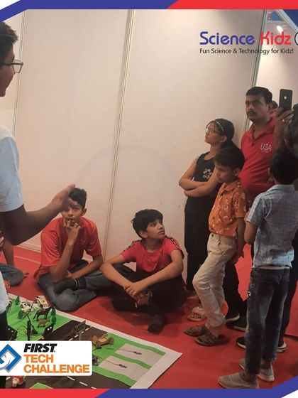 A close-up look at our students explaining their "Soul City" project during the First Tech Challenge India Championship in Pune. They worked for weeks designing, building, and programming this smart city model.