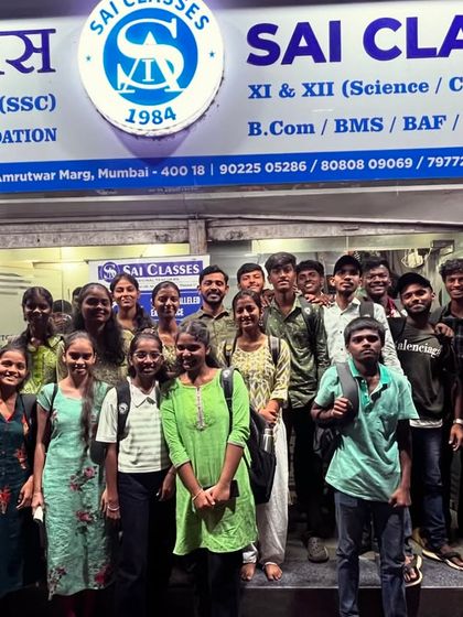 Students gather outside our classes in their green attire, welcoming prosperity and harmony on Day 2 of Navratri 2024.