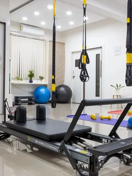 Welcome to my Physio & Pilates Studio in Vidyaranyapura. It is a clean, calm, and professional space equipped with state of the art tools like the Reformer and TRX systems, designed to support your healing and fitness journey.