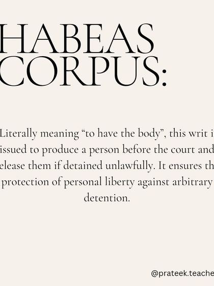 Understanding the Writ of Habeas Corpus. Literally meaning "to have the body," Habeas Corpus is a powerful writ used to challenge unlawful detention. It is a fundamental safeguard that protects an individual's personal liberty against arbitrary arrest.
