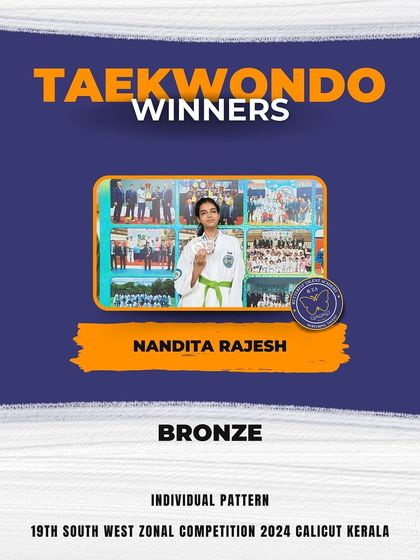 A graphic celebrating Nandita Rajesh's Bronze medal win at the 19th South West Zonal Competition.