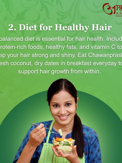 A balanced diet is essential for hair health, as true nourishment comes from within. I advise including protein-rich foods, healthy fats, and items like fresh coconut and dates in your breakfast to support hair growth.