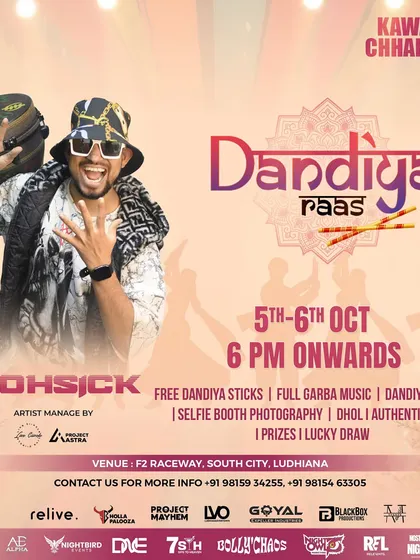 Here's the official poster for Ludhiana's Biggest Dandiya Night. These events are a massive celebration of culture, music, and dance, and I was thrilled to be a part of it.