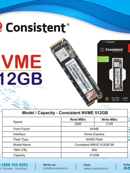 A look at our 512GB NVMe SSD, a powerful storage solution that offers read speeds of 3500 MB/s and write speeds of 2100 MB/s, ensuring a fast and responsive system.