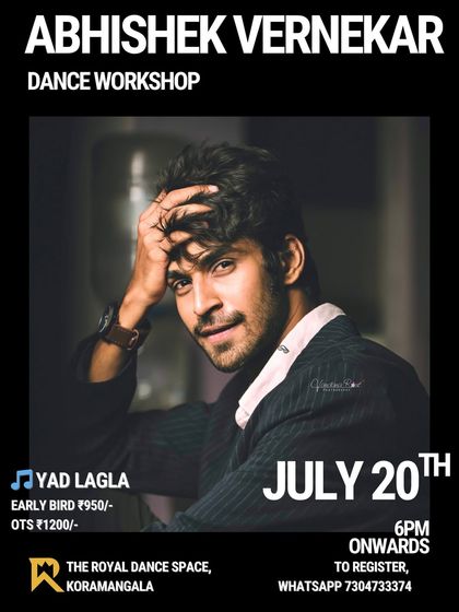 Another announcement for Abhishek Vernekar's contemporary workshop, showcasing the variety of styles we offer.