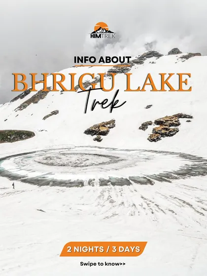 An info card for the 2 nights, 3 days Bhrigu Lake trek.