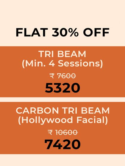 Take advantage of our special offer on Tri-Beam and Carbon Tri-Beam (Hollywood Facial) treatments for a brighter, more even complexion.