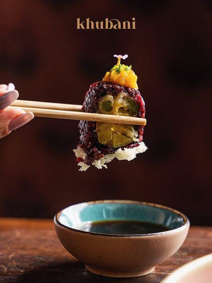A sushi date at Khubani is always a good idea. This unique roll, featuring black rice, showcases my commitment to creative and modern Pan-Asian cuisine.