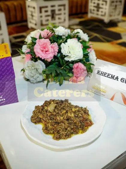 A plated serving of our Kheema Gurda, a rich and flavorful dish that is a specialty of ours.