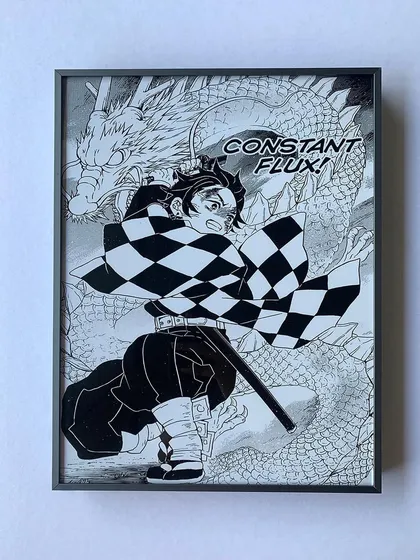 We bring your favorite anime and manga characters to life with our custom framing. These stunning panels from Demon Slayer and Naruto are framed in sleek gray metal floater frames for a sharp, modern display.