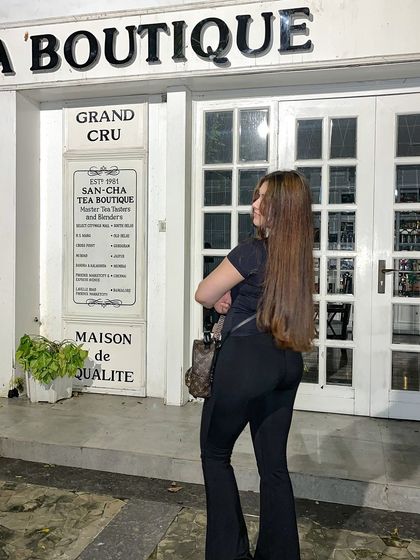 A caramel latte hue for a client's first hair color. The result is a beautiful, natural-looking color that she loves.