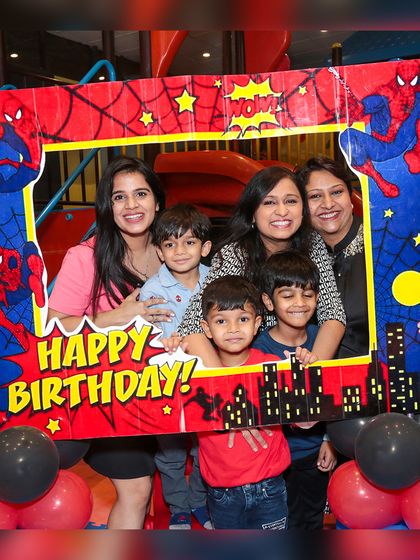 Our themed photo frames are perfect for capturing memories. Guests at the Spiderman party loved posing for pictures to remember the special day.