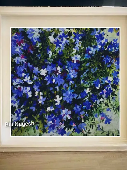 A "Blue Bunch" of wild flowers, captured on a 16x16 inch canvas. I love the simple beauty of these small, captivating blooms.